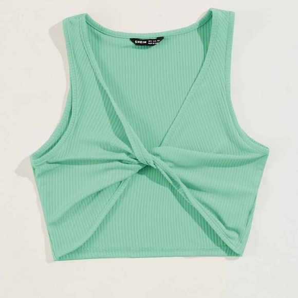 ✨3/$15✨Twist Front Rib-Knit Tank Crop Top - Picture 4 of 11